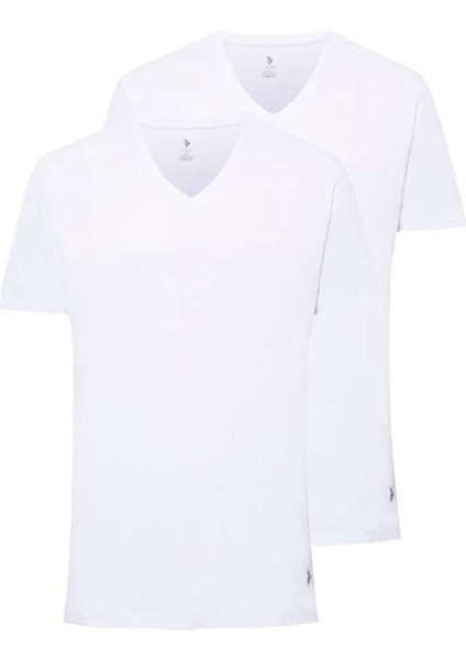 80199 Erkek Beyaz 2'li Kısa Kol V Yaka Atlet