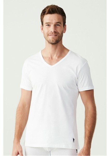 80199 Erkek Beyaz 2'li Kısa Kol V Yaka Atlet modelleri