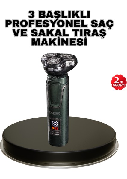 Kablosuz Profesyonel Erkek Bakım Seti – 3 Başlıklı, 3D Akıllı Kesim, Taşınabilir