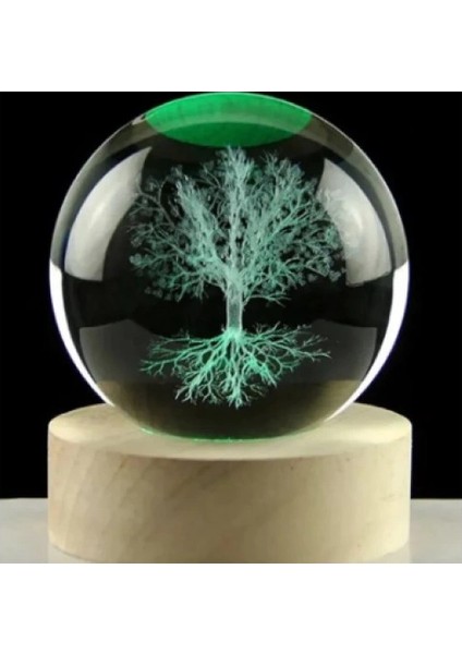 Dekoratif Ağaç Tasarımlı Ahşap Altlıklı Işıklı Cam Küre 6cm fiyatları