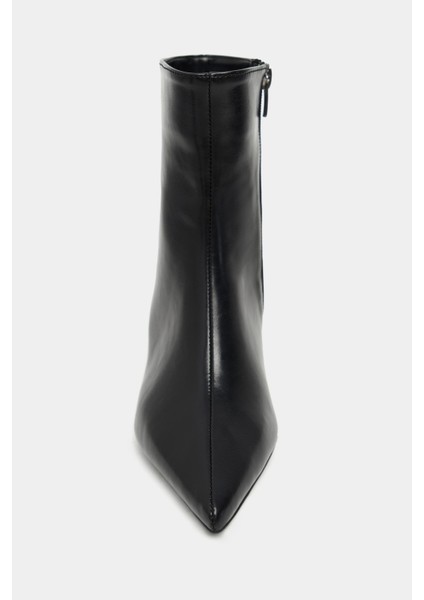 Shaw Siyah Mat Fermuar Detay Sivri Burun Kadın Topuklu Bot indirimleri