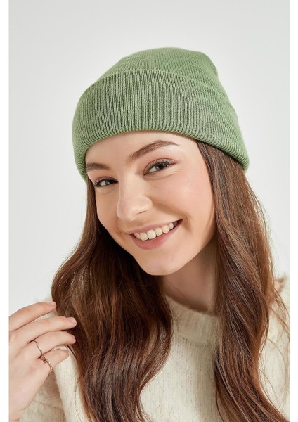 Katlamalı Basic Tiriko Bayan Beresi Çağla Yeşili Bere