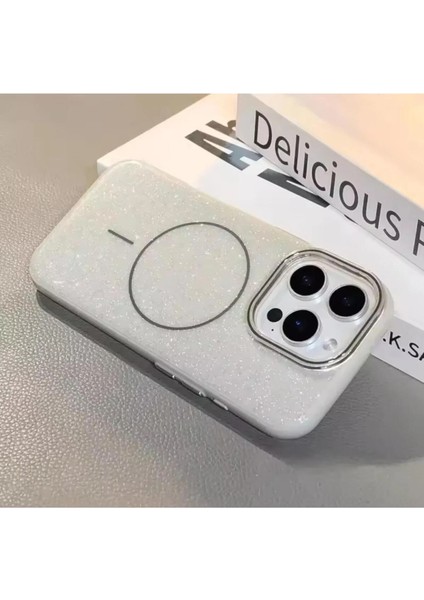 iPhone 16 Pro Kılıf Simli Parıltı Işıltı Luxury Renkli Magsafe Manyetik Wireless Şarj Özellikli
