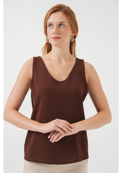 Kadın Bdart V Yakalı Bluz Ceviz Kahve