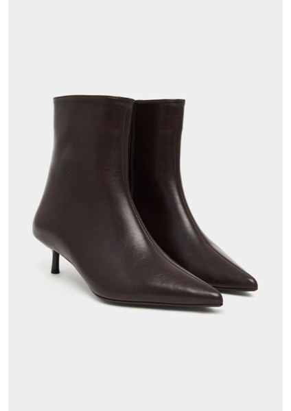 Shaw Kahve Mat Fermuar Detay Sivri Burun Kadın Topuklu Bot fırsatları