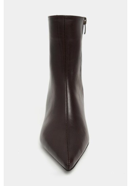 Shaw Kahve Mat Fermuar Detay Sivri Burun Kadın Topuklu Bot indirimleri