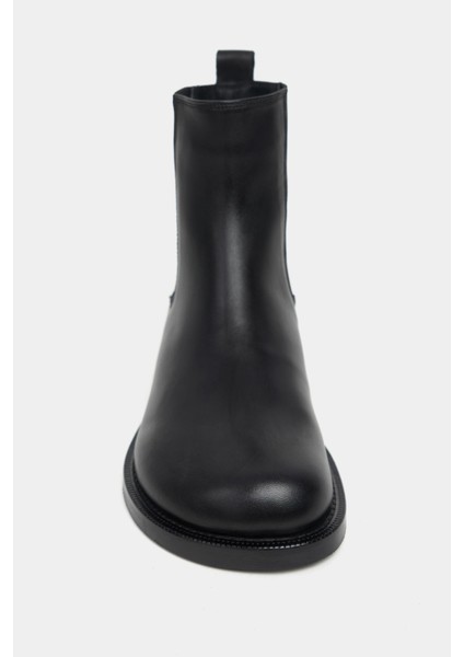Chelsea Siyah Mat Hakiki Deri Lastik Detaylı Düz Taban Kadın Bot fırsatları