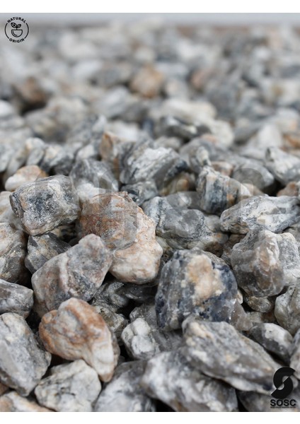 Sosc Natural Dekoratif Çakıl Taşı, Gnays Dolomit, Gri-Sarı Damarlı, 1-2 Cm, 1 kg