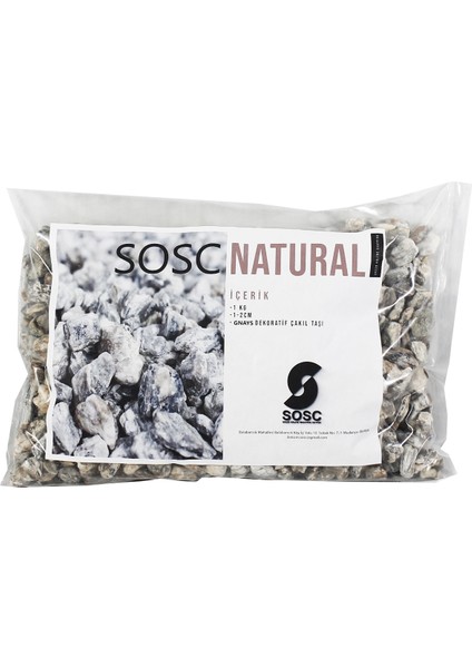 Sosc Natural Dekoratif Çakıl Taşı, Gnays Dolomit, Gri-Sarı Damarlı, 1-2 Cm, 1 kg fırsatları