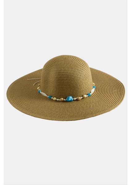 Techmrt Boncuklu Hasır Şapka-Kahverengi fiyatları