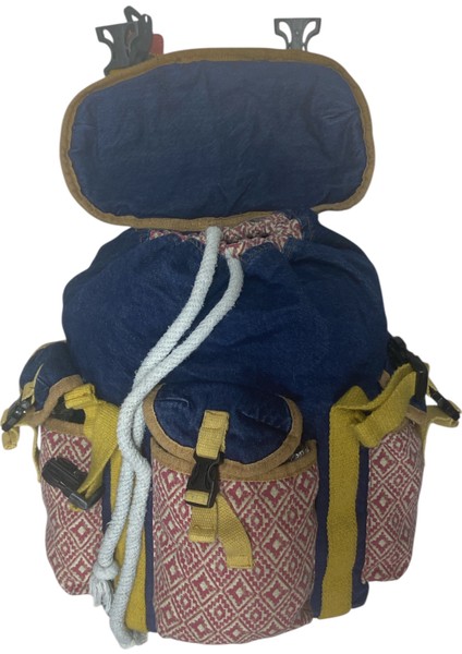 Tek Gözlü Vintage Disayn Unisex Sırt Günlük Okul Gezi Kamp Trekking Çantası Kc Ahtapot Bag 26 cm x 42 cm