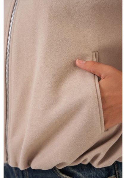 Kadın Bdart Fermuarlı Cepli Bomber Kaşe Ceket Bej Doğal indirimleri