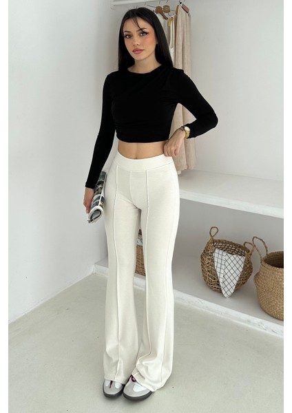 Kadın Yüksek Bel Ispanyol Paça Tayt – Retro & Şehirli Stil