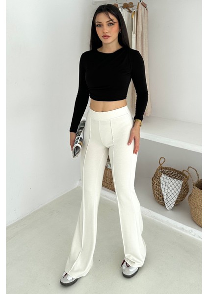 Kadın Yüksek Bel Ispanyol Paça Tayt – Retro & Şehirli Stil fiyatları