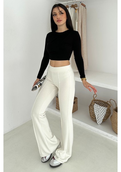 Kadın Yüksek Bel Ispanyol Paça Tayt – Retro & Şehirli Stil fırsatları