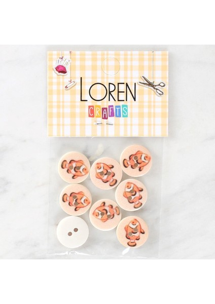 Loren Crafts 8'li Balık Düğme - 1157