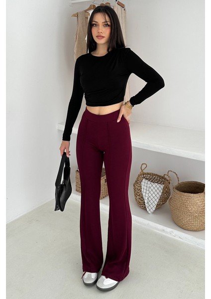 Kadın Yüksek Bel Ispanyol Paça Tayt – Retro & Şehirli Stil