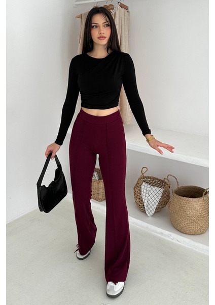 Kadın Yüksek Bel Ispanyol Paça Tayt – Retro & Şehirli Stil fırsatları