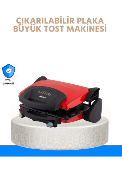 Çıkarılabilir Plakalı 2000W Tost Makinesi – Termostatlı, Kolay Temizlenir