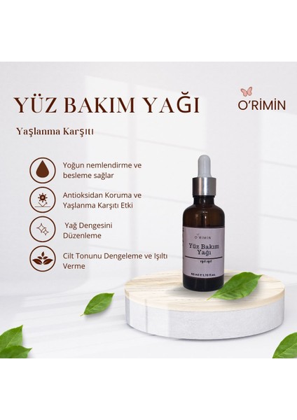 Yüz Masaj ve Bakım Yağı – Doğal İçerikli, İnce Çizgi Karşıtı, Cilde Esneklik Veren , Yaşlanma Karşıtı Yüz Bakım Yağı 50 ml