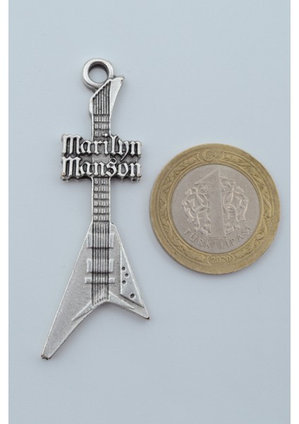 Marilyn Manson Elektro Gitar Gümüş Kaplama Deri Ip Kolye fırsatları