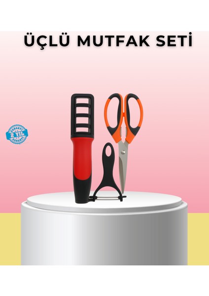 Çok Fonksiyonlu Mutfak Makas Seti – Makas, Bileyici ve Soyacak Dahil (Kopya)
