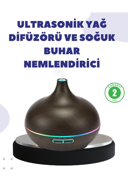 Uçucu Yağ Uyumlu Renkli LED Işıklı Nemlendirici