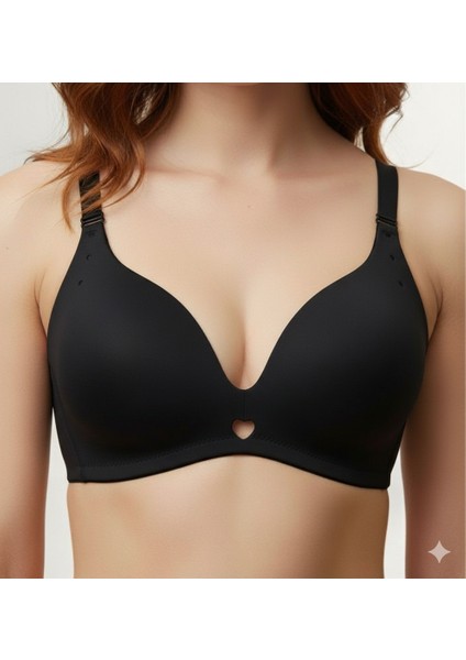 Lazer Kesim Sütyen – Ten & Siyah Renk – 75 80 85 90 Beden B Cup