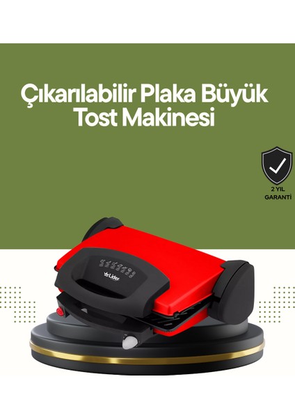 Profesyonel 2000W Tost Makinesi – Ayarlanabilir Termostat ve Çıkarılabilir Plaka