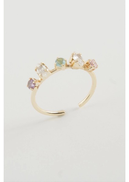 Oval Renkli Taşlı Yüzük