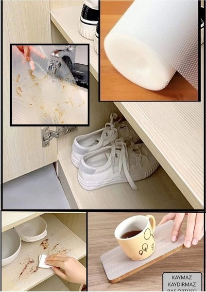 Premium 3 Metre Pıtırcıklı Kaydırmaz Şeffaf Raf Örtüsü Halı Kaydırmaz 45 CMX3M Kalın Kal fırsatları