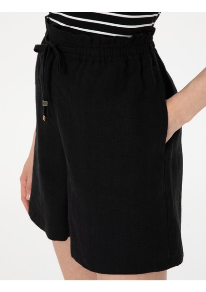 Kadın Siyah Comfort Fit Bermuda Şort 50306492-VR046 indirimleri