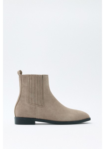 Bot 2521 - Yanları Lastikli Bilek Boy Vizon Süet Kadın Bot indirimleri