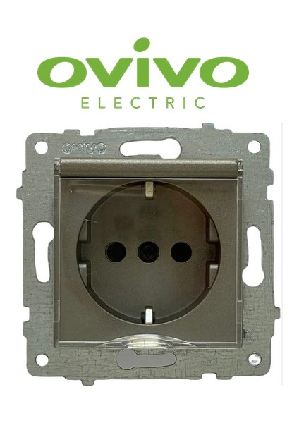 Antrasit Topraklı Kapaklı Piriz Çerçevesiz Grano - Priz ve Anahtar Için Uyumlu Çerçeve