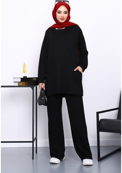 Siyah Yan Cepli Omuz Parçalı Alt Çımalı Modal Takım fiyatları