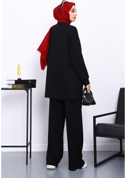 Siyah Yan Cepli Omuz Parçalı Alt Çımalı Modal Takım fırsatları