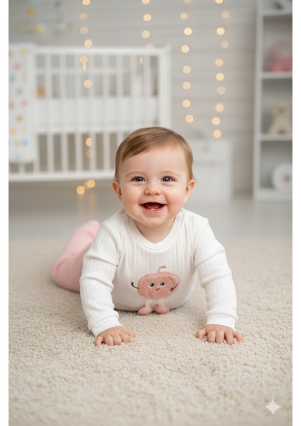 Kız Bebek Ikili Takım – Sevimli Desenli Sweatshirt ve Alt, Organik Pamuklu Rahat Günlük Set fırsatları