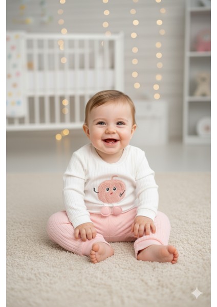 Kız Bebek Ikili Takım – Sevimli Desenli Sweatshirt ve Alt, Organik Pamuklu Rahat Günlük Set indirimleri