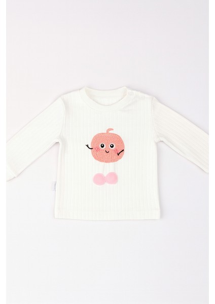 Kız Bebek Ikili Takım – Sevimli Desenli Sweatshirt ve Alt, Organik Pamuklu Rahat Günlük Set