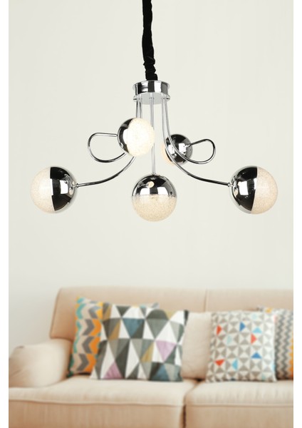 Larin Ledli 5.li Avize Krom Kaplama