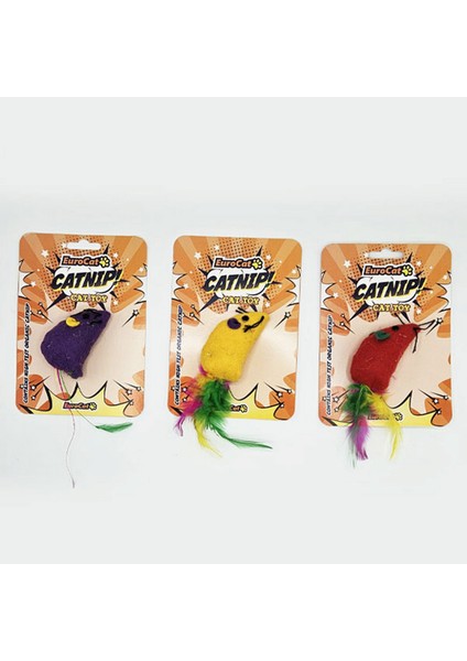 Techmrt Eurocat Kedi Oyuncağı Tüylü Kuyruk Renkli Fare