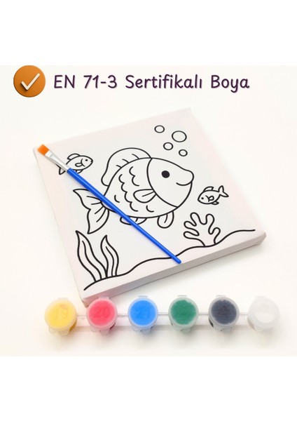 2’li Baskılı Çocuk Tuvali – 15X15 cm Baskılı Tuval (2 Adet) - Boyama Seti fırsatları