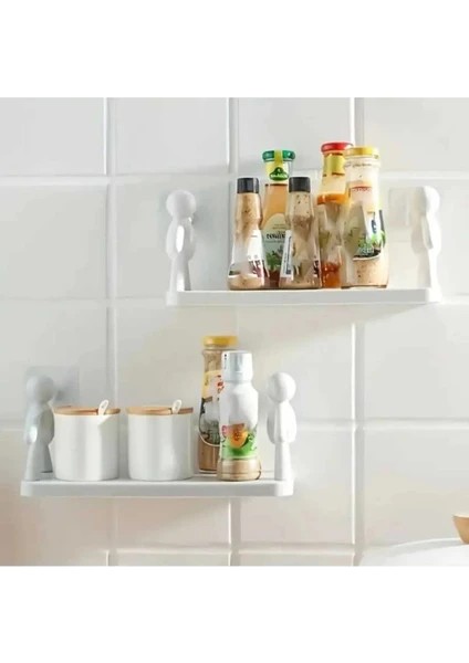 Yapışkanlı Duvar & Banyo Rafı, 1 Adet Insan Figürlü Kendinden Yapışkanlı Banyo Rafı – Baharatlık ve Çok Amaçlı Organizer Raf fırsatları