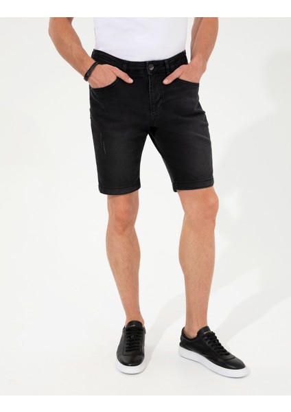 Erkek Siyah Slim Fit Jean Şort 50251534-VR046 fiyatları
