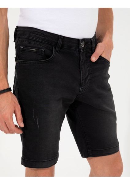 Erkek Siyah Slim Fit Jean Şort 50251534-VR046 indirimleri