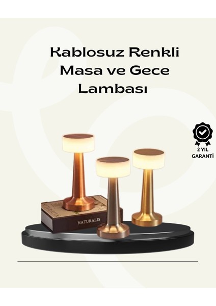 Modern Usb'li Kablosuz Masa Lambası – Minimalist Tasarım, 3 Farklı Parlaklık