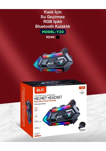 Y20 5.3 Su Geçirmez Motosiklet Için Kask Kulaklık Işıklı Intercom fırsatları