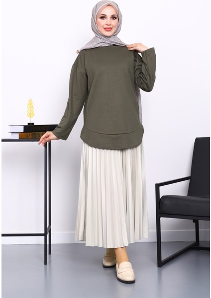 Haki Bisiklet Yaka Modal Sweat fiyatları