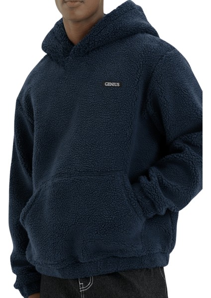 Genıus Store Erkek Kapüşonlu Polar Sherpa Kuzu Kumaş Içi Şardonlu Kapüşonlu sweatshırt Sherpa-Kap