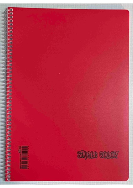 Sıngle Color A4 40 Yaprak Çizgili Pp Kapak Spiralli Defter Kırmızı
